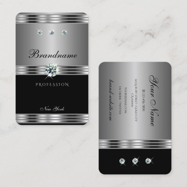 Svart Silver-brickor, moderna Visitkort (Fram/baksida)