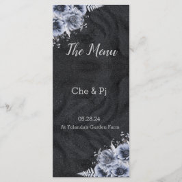 Svart & Silver Bröllop Menu Meny