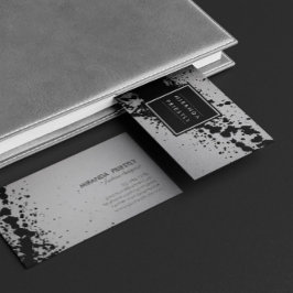 Svart Silver Brushstrokes Mode Stylist Designer Visitkort