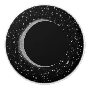 Svart & Silver Celestial Månmagi Lunära Stjärnor Knopp