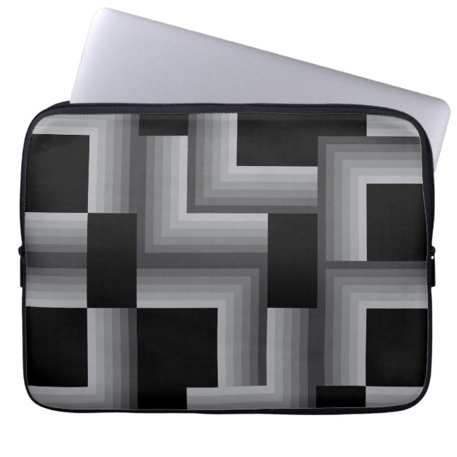 Svart, silver,coola, unika, trendigets kvadratiska laptop fodral (Framsidan)