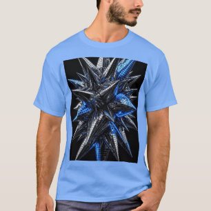 Svart Silver & Electric Blue Neon Mosaik T Shirt