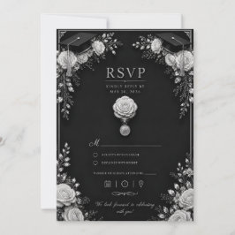 Svart Silver Examenkort 2026 med RSVP