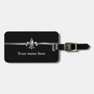 Svart silver Fleur de Lis Bagagebricka
