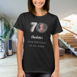 Svart silver-foto, 70-årsdag t shirt