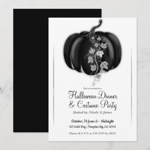 Svart & Silver Glam Pumpa Halloween Middagsparty Inbjudningar