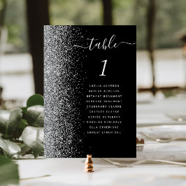 Svart Silver Glitter Bröllop Bordsnummer