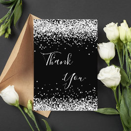 Svart silver glitter-damm - tack kort