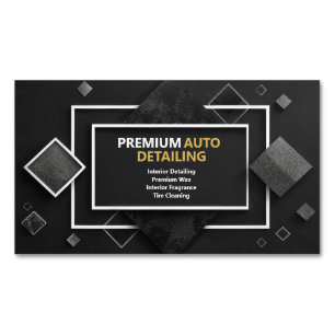 Svart Silver Glitter Diamant Rektangel Geometrisk Magnetiska Visitkort