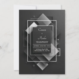 Svart Silver Glitter Geometrisk Diamant Lagerlagt Inbjudningar