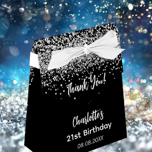 Svart silver glitter namn presentaskar