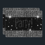 Svart & Silver Gnistra Party Ljus födelsedag Inbjudningar<br><div class="desc">Anpassa för alla händelser</div>