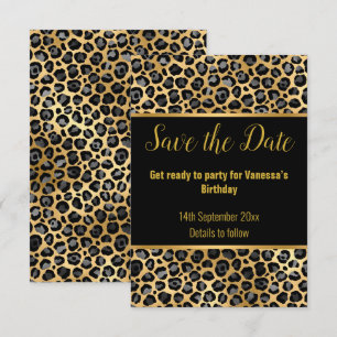 SVART SILVER LEOPARD SAVE THE DATE 2 RSVP OSA KORT