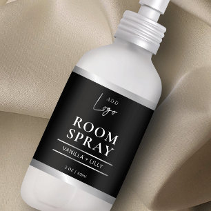 Svart & Silver Logotyp Modern Room Spray Flaska-et Fraktsedel