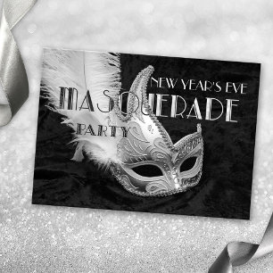 Svart Silver Masqueraad Boll Party-inbjudan Inbjudningar
