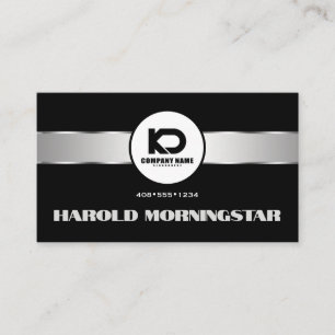 Svart Silver Metallisk Band Qr och Logotyp Visitkort