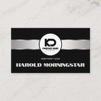 Svart Silver Metallisk Band Qr och Logotyp Visitkort