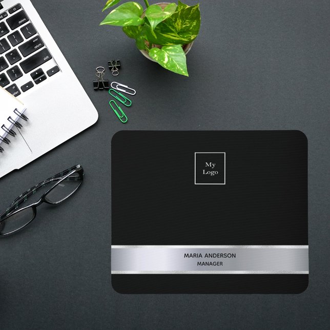 Svart silver-minimalistisk modern affärsverksamhet musmatta (Skapare uppladdad)