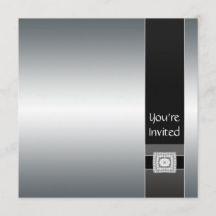 Svart Silver Modern Partynodningsmall Inbjudningar