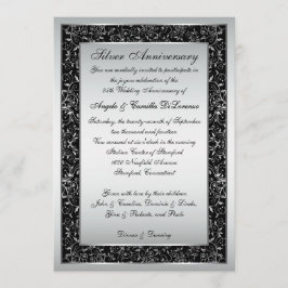 Svart Silver Ornamenterad Rulle 25-årsjubileums In Inbjudningar