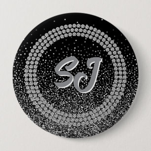 Svart & Silver Pageant Knapp Lyx Monogram