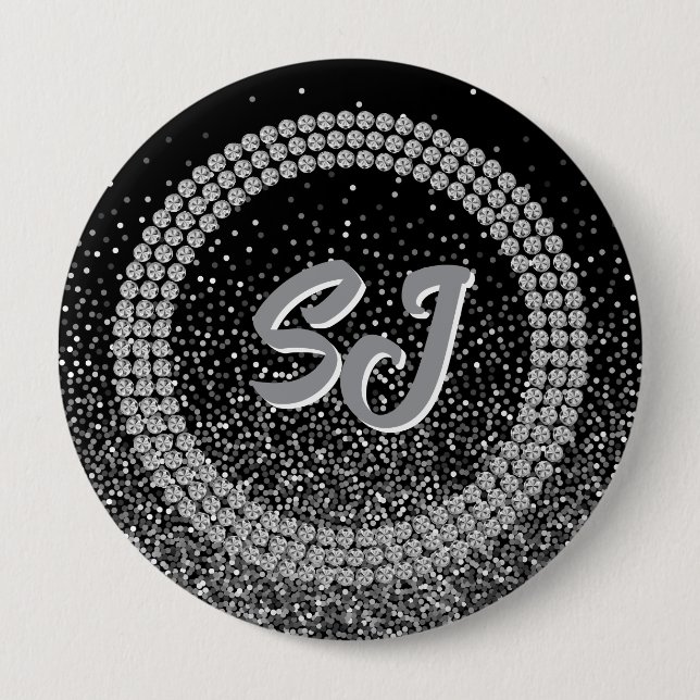 Svart & Silver Pageant Knapp Lyx Monogram (Framsida)