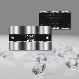 Svart Silver-präglande juveler med Logotyp Visitkort