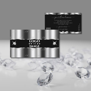 Svart Silver-präglande juveler med Logotyp Visitkort