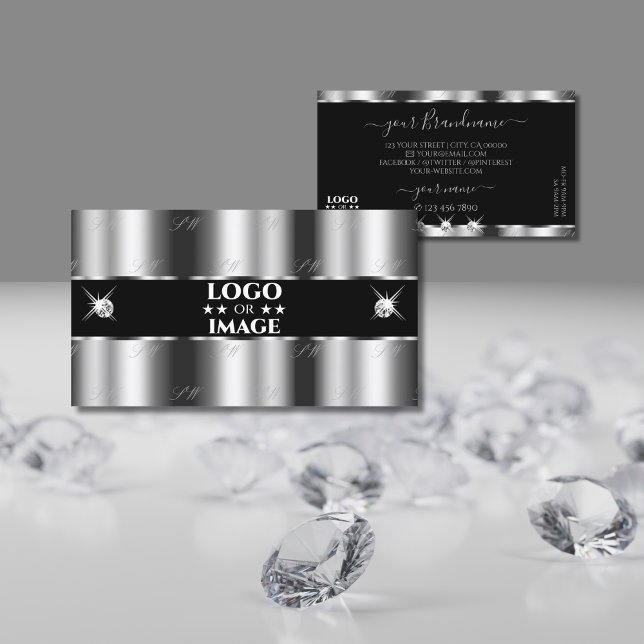 Svart Silver-präglande juveler med Logotyp Visitkort (Skapare uppladdad)