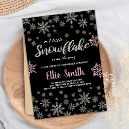 Svart Silver-Rosa-babybordsinbjudningar för - Inbjudningar