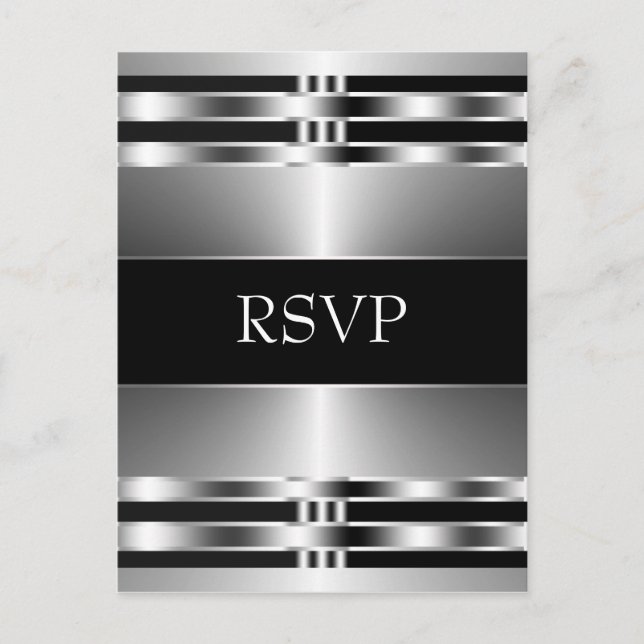 Svart Silver RSVP vykort (Framsida)
