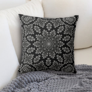 Svart Silver Star Geometric Kudde