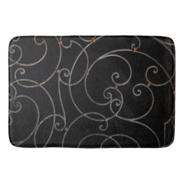 Svart/Silver Swirls Bathroom Mat Badrumsmatta
