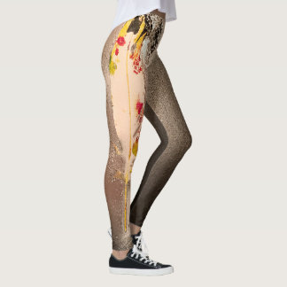 Svart & silver texturerad fjäderdamasker leggings