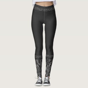 Svart Silver Zebra Vilda Djurtryck Exotisk Glam Leggings