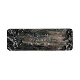 Svart & Silverblad Mörk Elegans Inbjudan Returadress Etikett