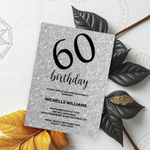Svart Silverglitter kalligrafi födelsedag
