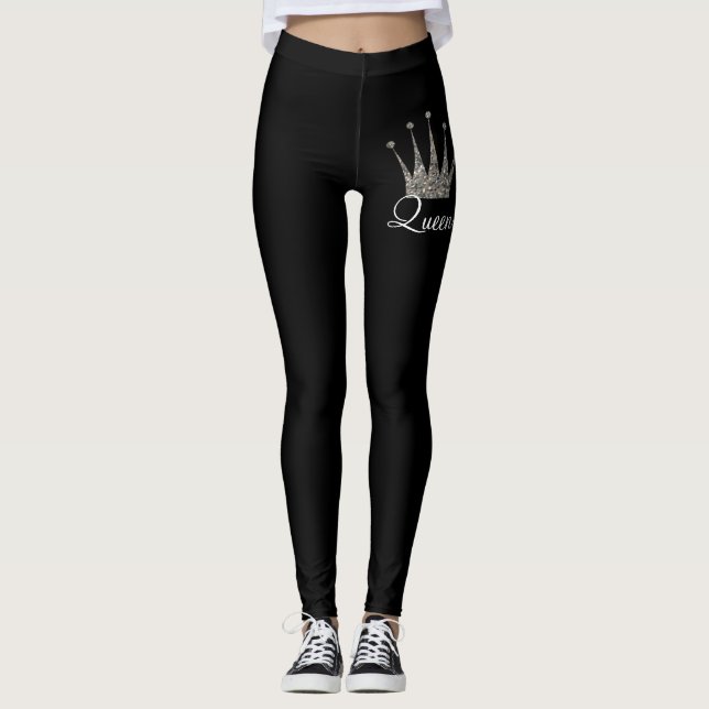 Svart silverglitterdrottning leggings (Framsida)