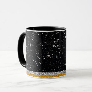 Svart silverstjärnor mugg
