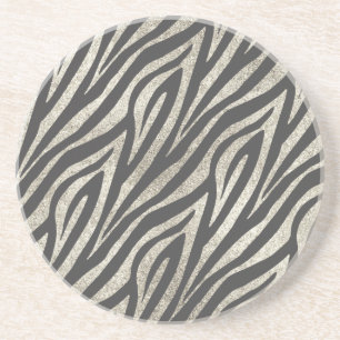 Svart silverzebra tryck underlägg sandsten