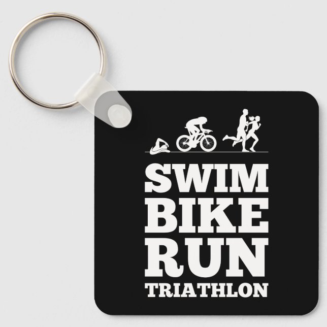 Svart ・ Simma Bike Springa Triathlon Motivation Nyckelring (Framsida)