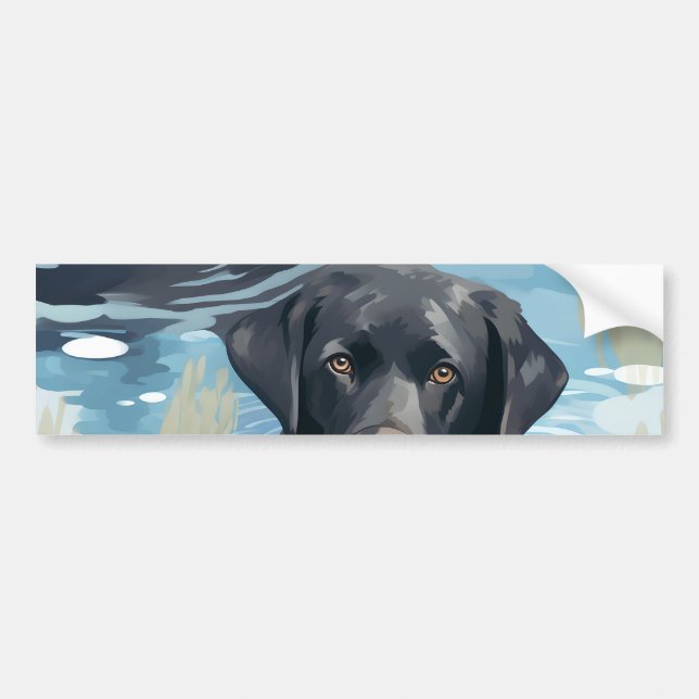 Svart simmuster för Labrador Retriever Bildekal (Framsidan)