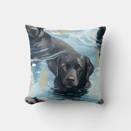 Svart simmuster för Labrador Retriever Kudde