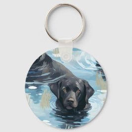 Svart simmuster för Labrador Retriever Nyckelring