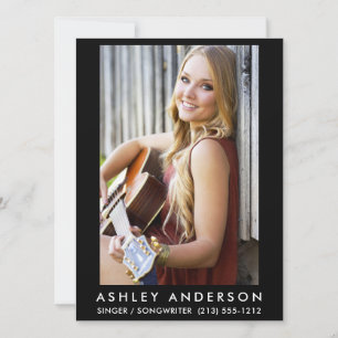 Svart Singer Musician Photo Card Black
