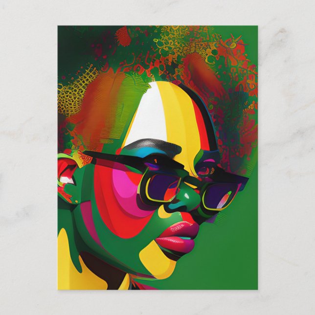 Svart Sista Tjej Melanin Kvinna Juneteenth Drottni Vykort (Framsida)