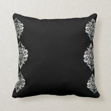 Svart Siver Damaskus Kastkudde 41 x 41 cm