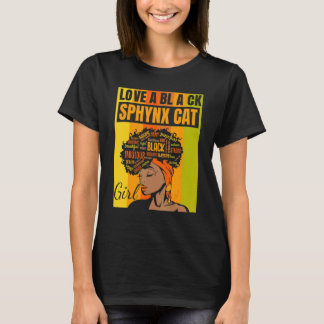 Svart självständighetsdag Älska en svart Sphynx ka T Shirt