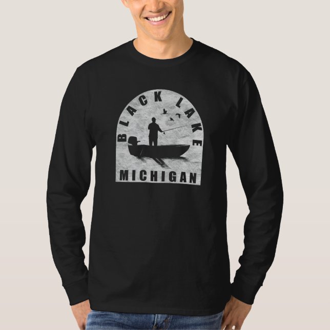 Svart Sjö Fiske Michigan T Shirt (Framsida)