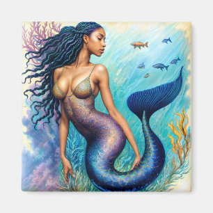 Svart Sjöjungfru Art Magnet